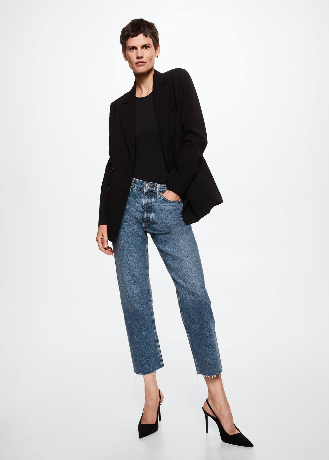 High-waist cropped straight jeans -  Women | Mango USA | MANGO (US)
