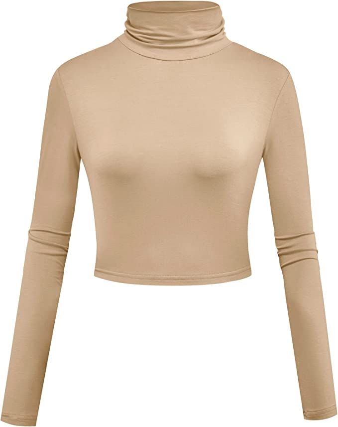 Herou Women Long Sleeve Crop Top Turtleneck Soft Lightweight Basic Slim Fit Tops | Amazon (US)