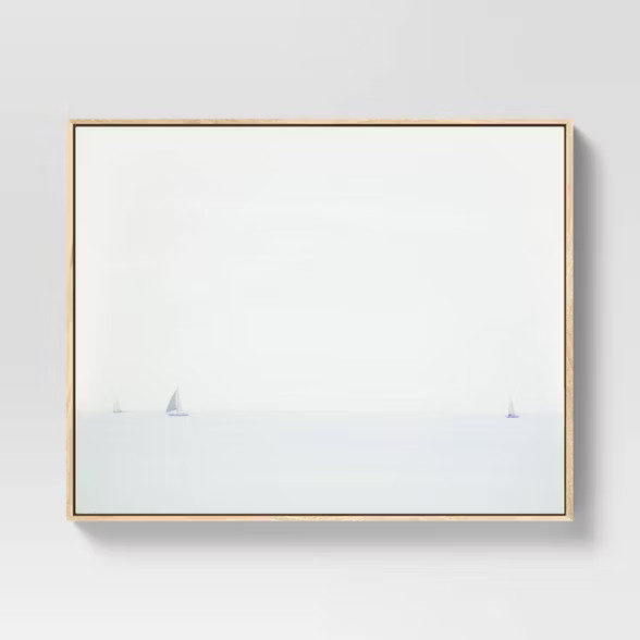 30" x 24" Sailboats Scene Framed Wall Canvas Whitewashed - Threshold™ | Target