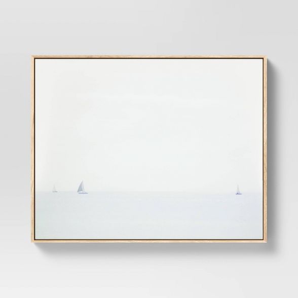 30" x 24" Sailboats Scene Framed Wall Canvas Whitewashed - Threshold™ | Target