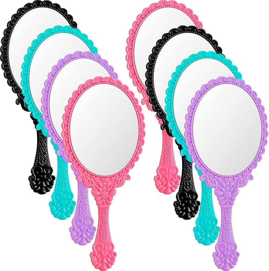 FairySandy 8 Pieces Vintage Handheld Mirror Retro Hand Held Mirror Face Vintage Hand Mirror Oval ... | Amazon (US)