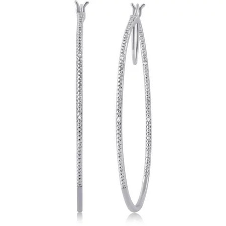 Diamond Accent Silver Tone Hoop Earring. | Walmart (US)