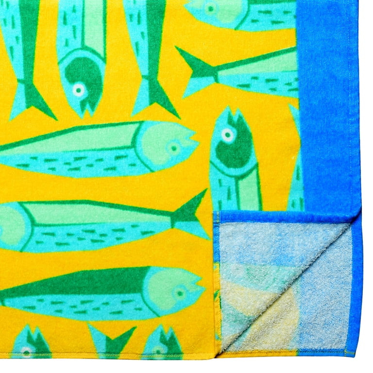 Mainstays Cotton-Blend Beach Towel, 72 x 36 in, Green Sardine | Walmart (US)