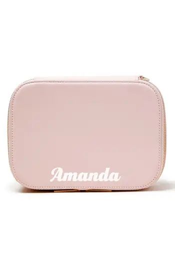 Pop & Suki Bigger Personalized Makeup Bag, Size One Size - Cotton Candy/ White | Nordstrom