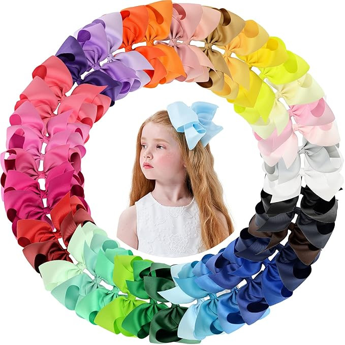 Girl Bows Hair Clip Big Hair Bows Clips for Little Girl Hair Accessories 40 Colors | Amazon (US)