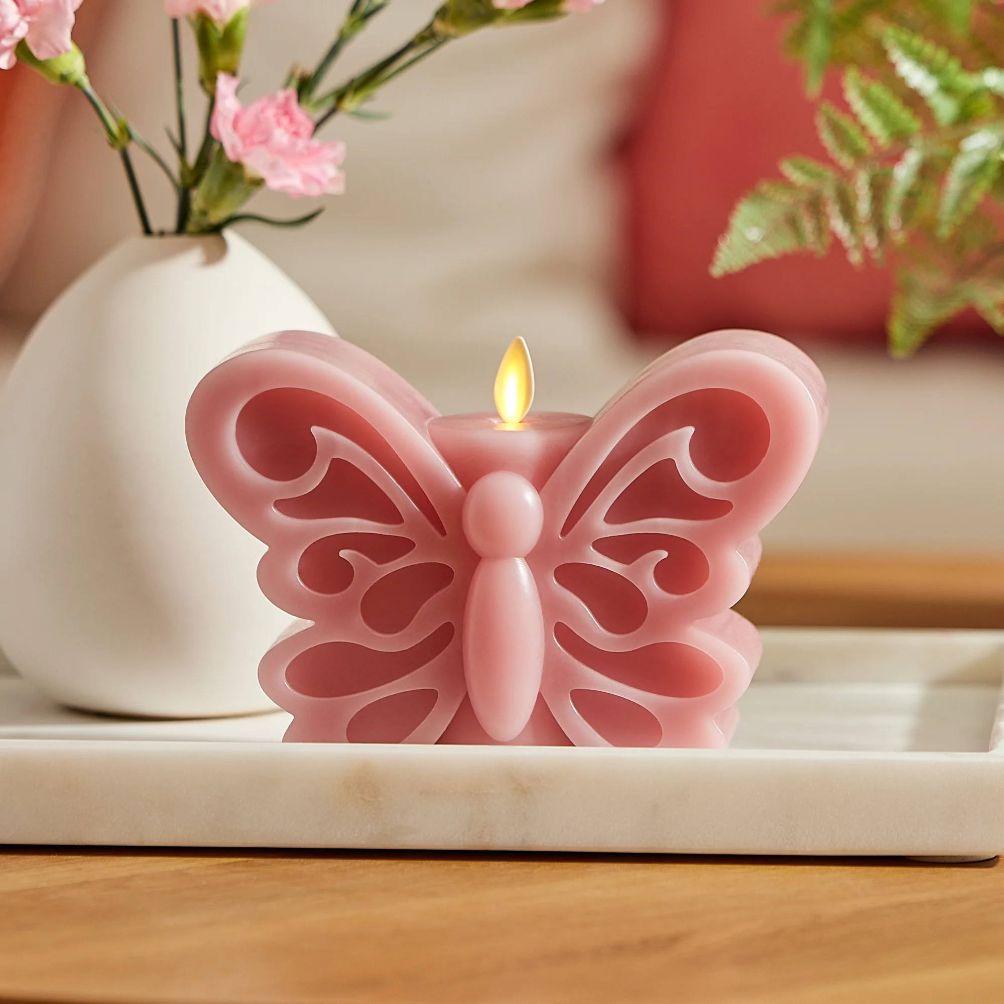 Blooming Mauve Flameless Candle Butterfly | Luminara
