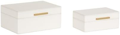 Kate and Laurel Namina Decorative Vegan Leather Storage Box Set of 2; 8 x 5 and 10 x 7; Ivory and... | Amazon (US)