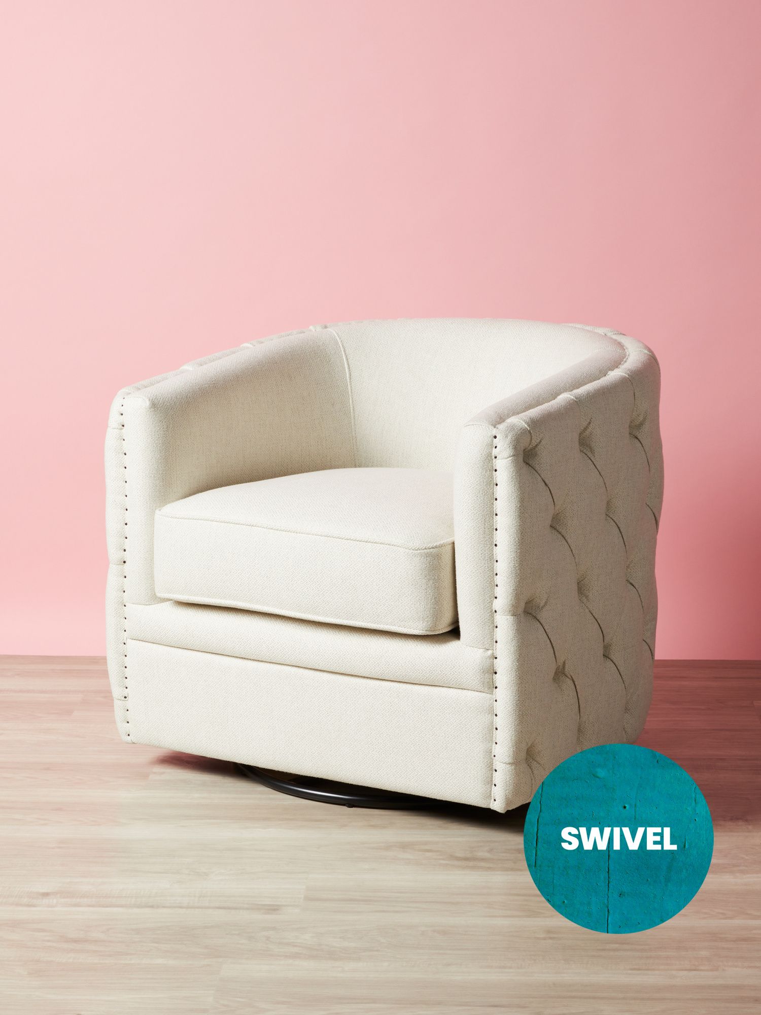 27in Tufted Nailhead Trim Swivel Accent Chair | Accent Furniture | HomeGoods | HomeGoods