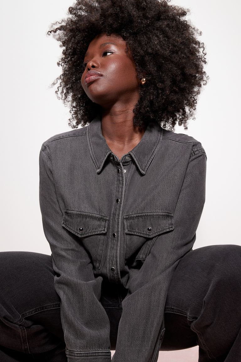 Denim Shirt - Dark denim gray - Ladies | H&M US | H&M (US + CA)