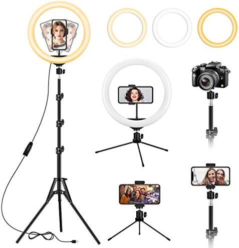 13 inch Ring Light with Floor Tripod and Desk Stand(Ringlight Kit Totally 74" Tall), Adjustable L... | Amazon (UK)