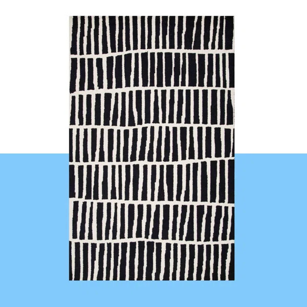 Odalis Geometric Handmade Tufted Wool Black/White Area Rug | Wayfair North America