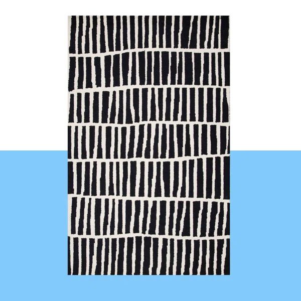 Odalis Geometric Handmade Tufted Wool Black/White Area Rug | Wayfair North America