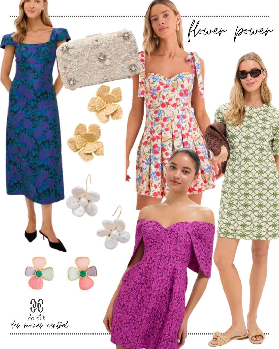Florals are trending this season. While dresses are a main staple for florals, they are showing up in accessories and pants, as well.

#ltkfloral #ltkdresses #ltkspringtrends

#hocsummer #hocspring #hocwinter #hocautumn

Summer - Amathyst Dress
Autumn - Green Dress
Spring - Bow Shoulder Dress
Winter - Long Dress