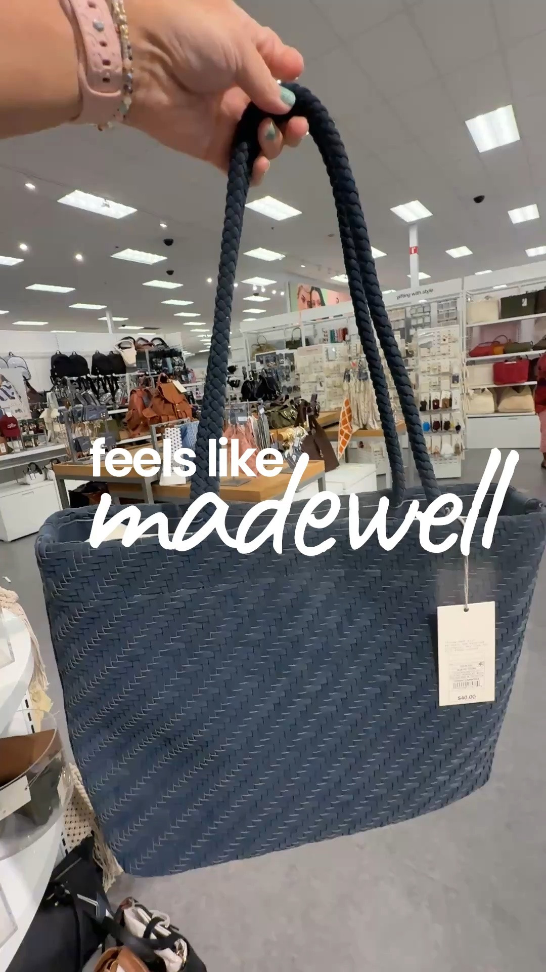 This faux nubuck woven tote in this muted blue color feels like it should be on the shelves at Madewell 🤍 it's so soft and velvety with a matte finish.  Mom life = carrying approximately 47 things at once 😂 So when I find a bag that actually looks chic, elevated + expensive while still being practical, I’m sold.

#LTKOver40 #LTKMidsize #LTKmomlife