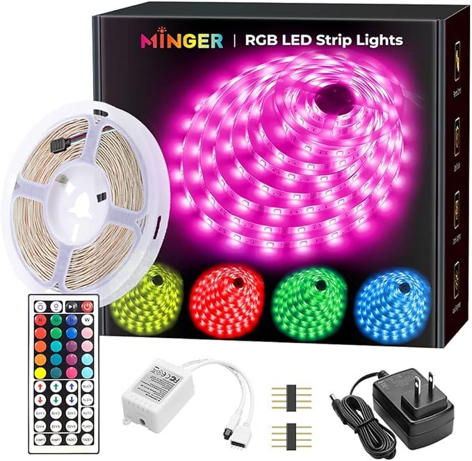 MINGER LED Strip Lights 16.4ft, RGB Color Changing LED Lights for Home, Kitchen, Room, Bedroom, D... | Amazon (US)