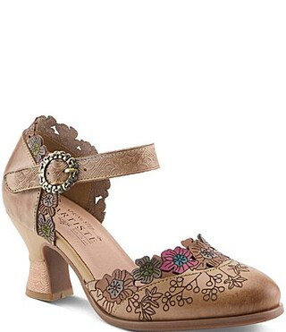 L'ARTISTE Happydance Floral Etched Leather Ankle Strap Pumps - 35(5) | Dillard's