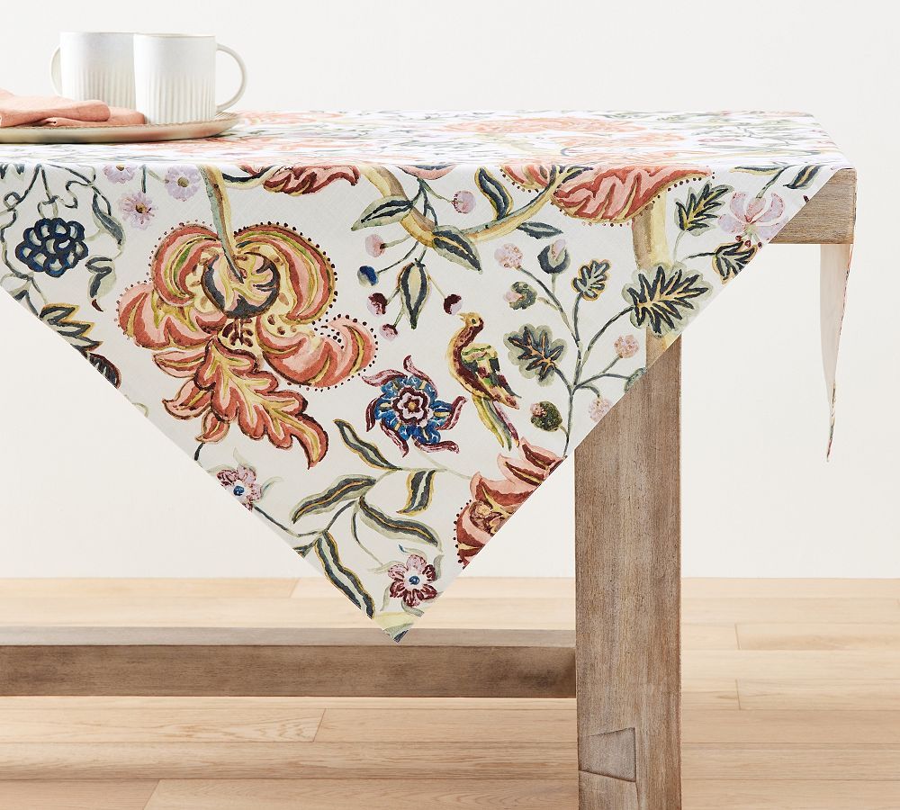 Eleanor Painted Palampore Organic Cotton Table Throw | Pottery Barn (US)