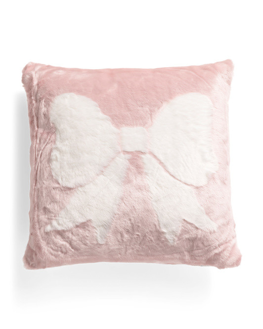 20x20 Faux Fur Bow Pillow | TJ Maxx