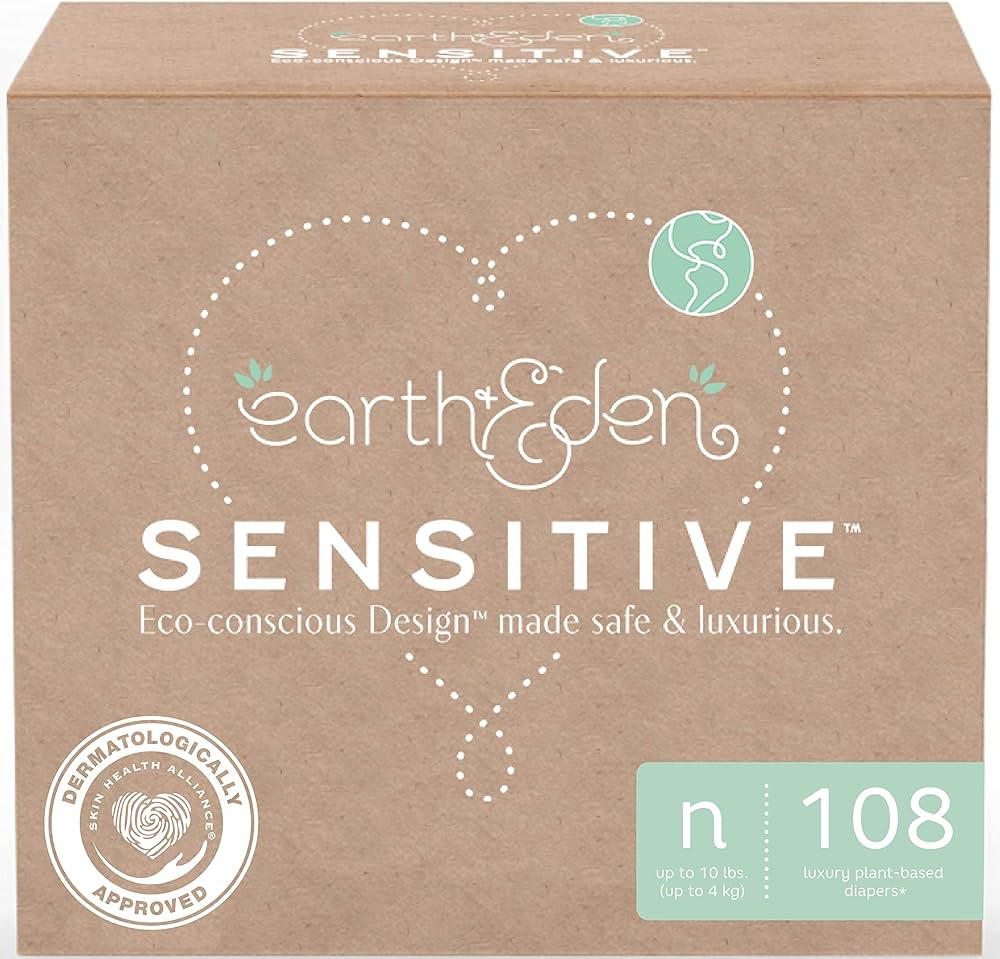 Earth & Eden Sensitive | Eco-Conscious & Hypoallergenic Diapers | Size Newborn | 108 Count | Amazon (US)