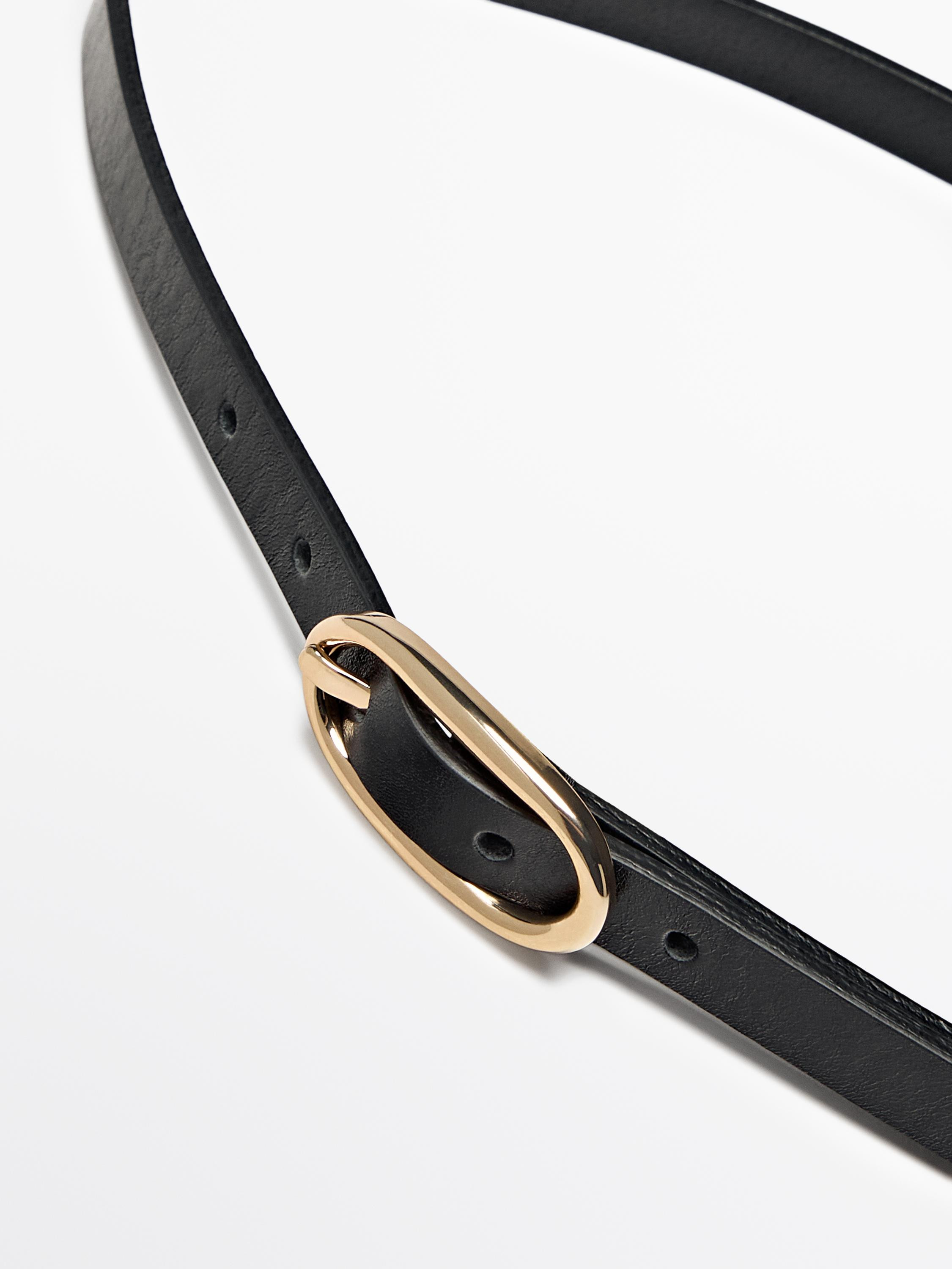 Leather belt with oval buckle | Massimo Dutti UK