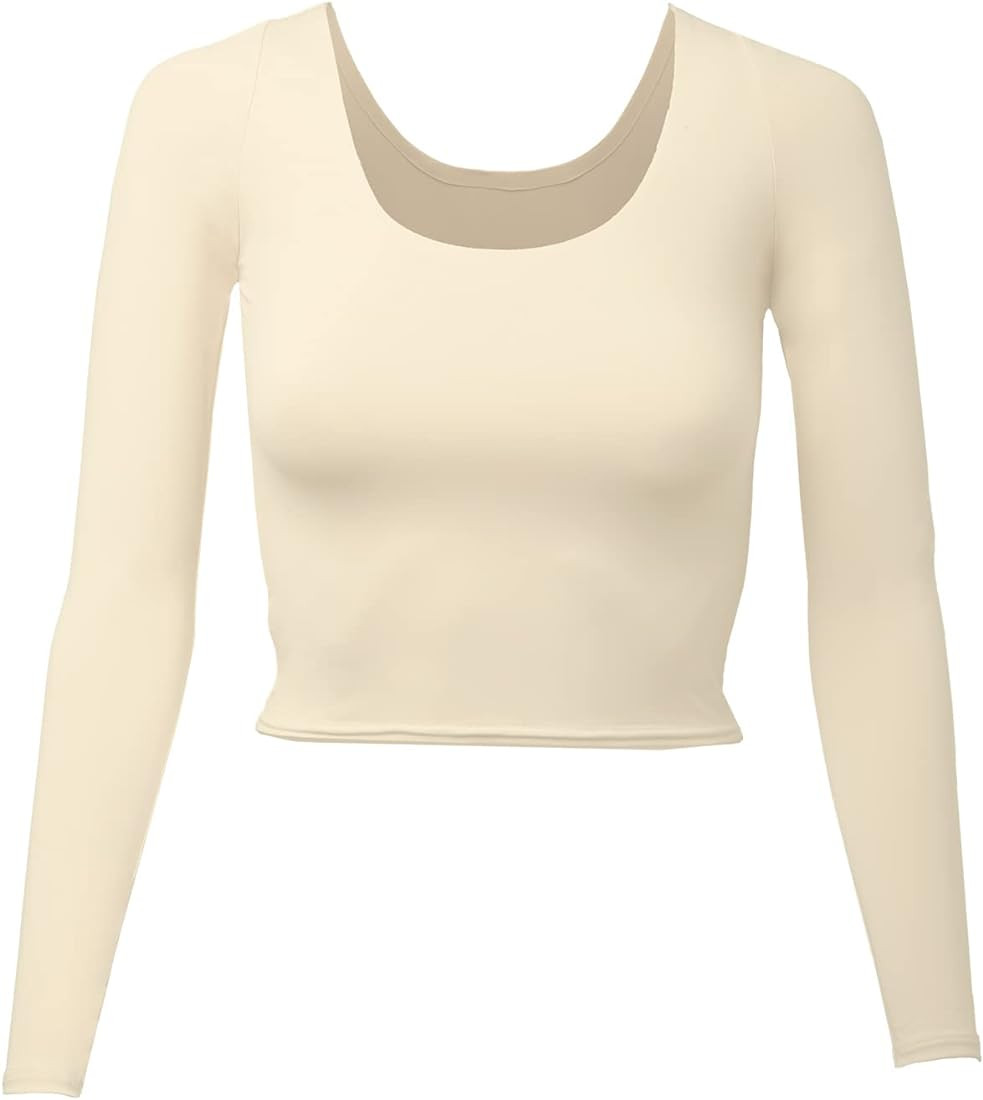Almere Long Sleeve Top for Women, Contour Double-Lined Seamless Smooth Fabric Sleeved Basic Top w... | Amazon (US)