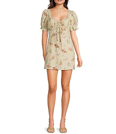 Bailey Rose Western Horse Print Short Sleeve Mini Dress - S | Dillard's