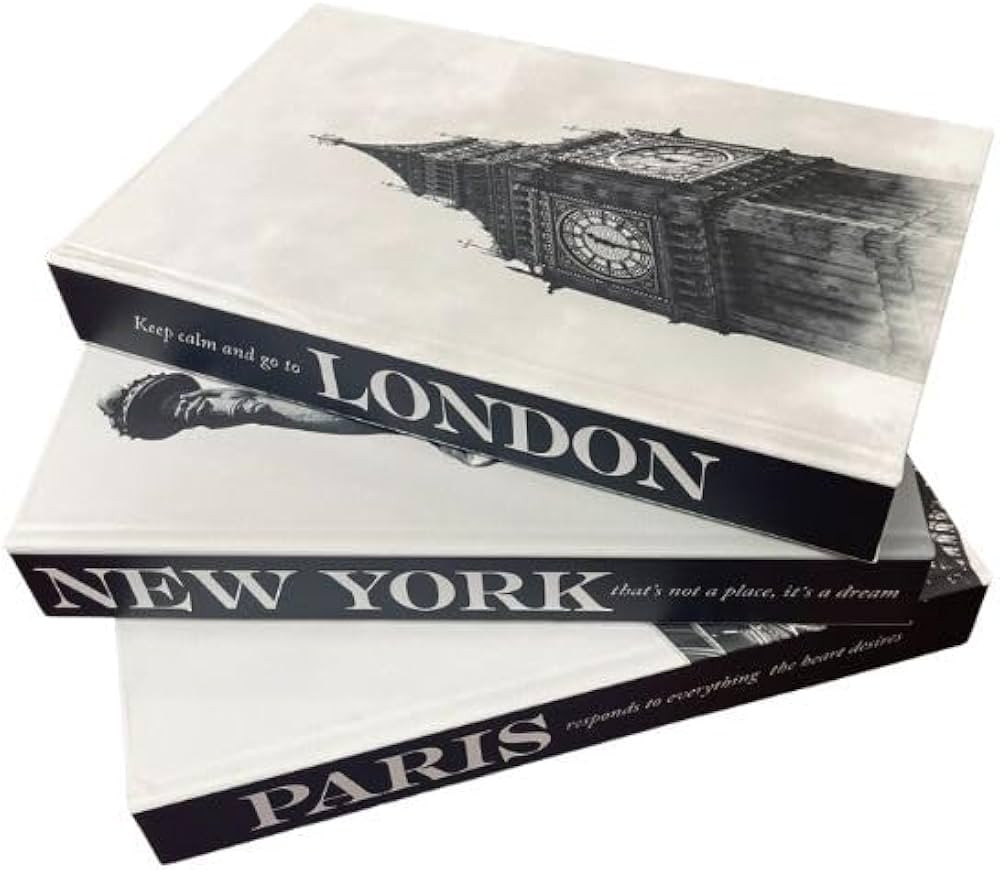 Amb Creativitat Fashion Decorative Books London NewYork Paris Set of 3 Matte Hard Cover Book for ... | Amazon (US)