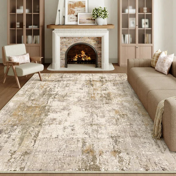 Elroy Modern Abstract Machine Woven in Light Brown | Wayfair North America