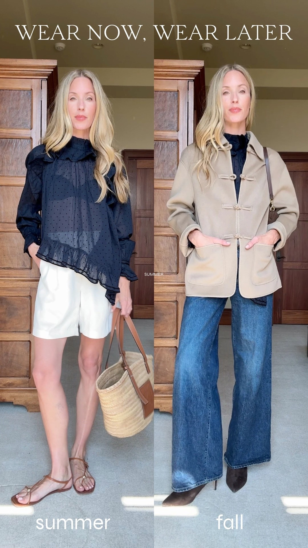 Wear now, wear later transitional blouse! I found a similar coat to my Rohe for much less and linked. Wearing my true size in all, but the coat runs a bit big.

Summer to fall, fall transition outfits, fall style, early fall outfits, fall coat, tan coat, beige coat, transitional outfit, fall styling, dark wash jeans, fall tops, fall blouses

#LTKgrwm #LTKootd #LTKSeasonal