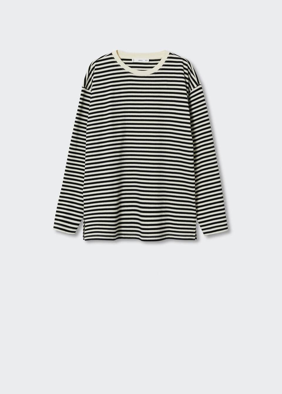 Striped cotton t-shirt -  Women | Mango United Kingdom | MANGO (UK)