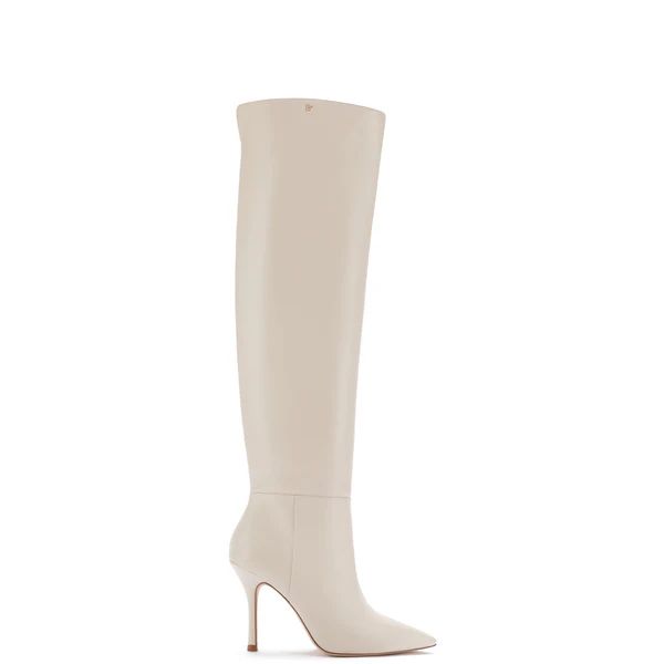 Kate Hi Boot In Ivory Leather | Larroude