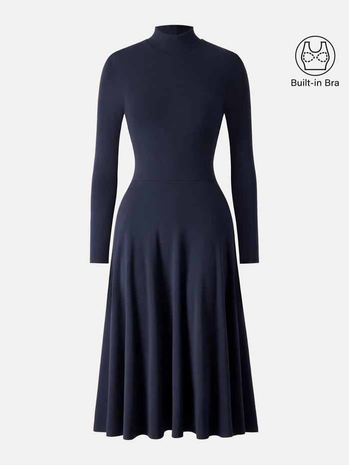 ProWarm Mockneck Midi Brami Dress with Pockets | OGLmove