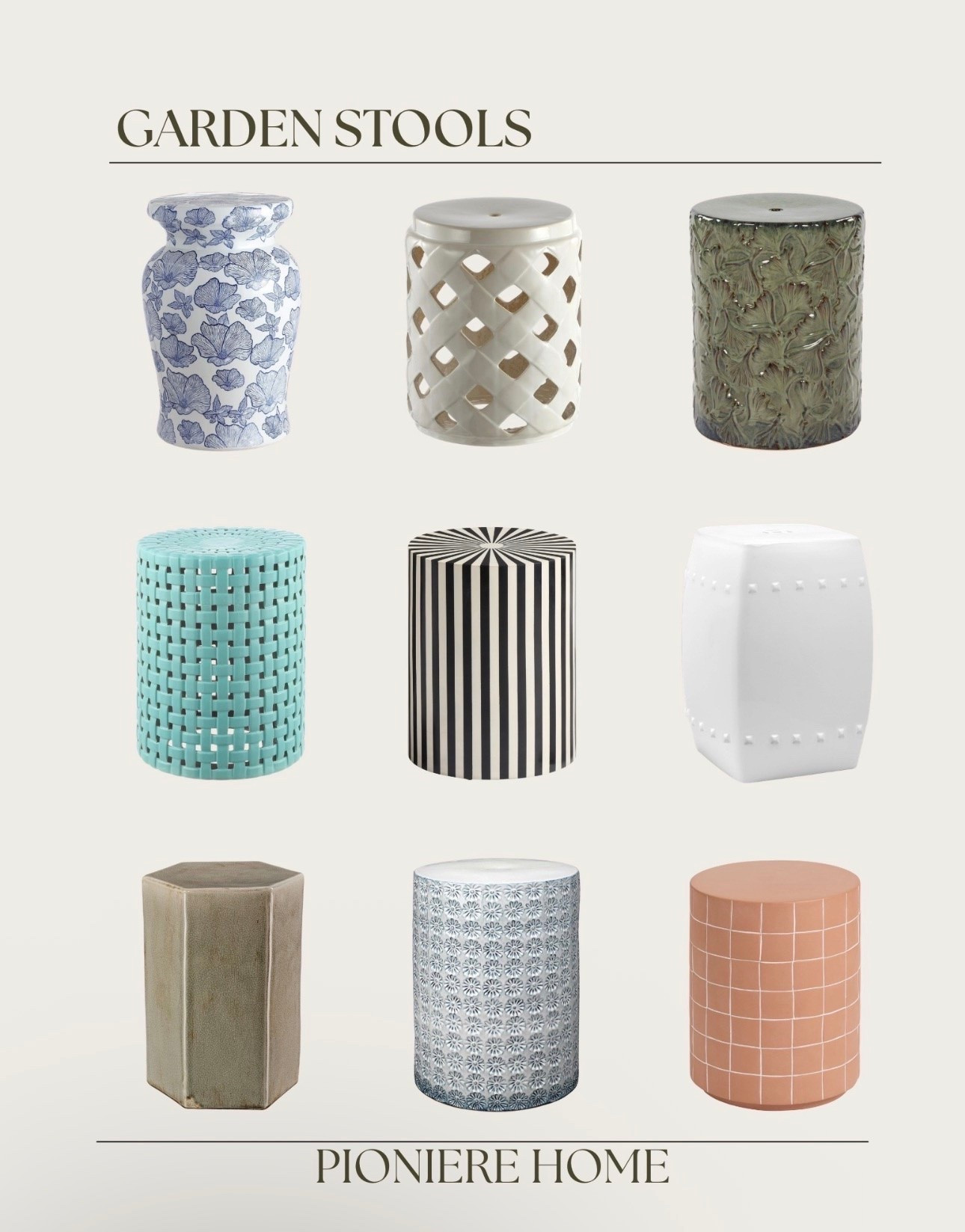 Garden stools. Ceramic garden stools, outdoor side tables, outdoor accent tables.

#LTKSeasonal #LTKHome #LTKSaleAlert