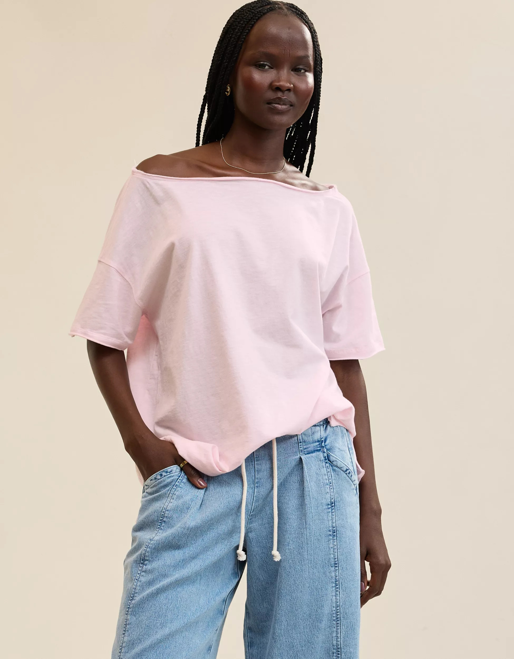 Aerie Oversized Off The Shoulder Boyfriend T-Shirt | American Eagle Outfitters (US & CA)