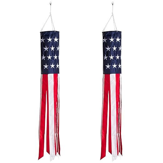 Homarden 40 Inch American Flag Windsock (Set of 2) - Outdoor Hanging 4th of July Decor - Premium ... | Amazon (US)