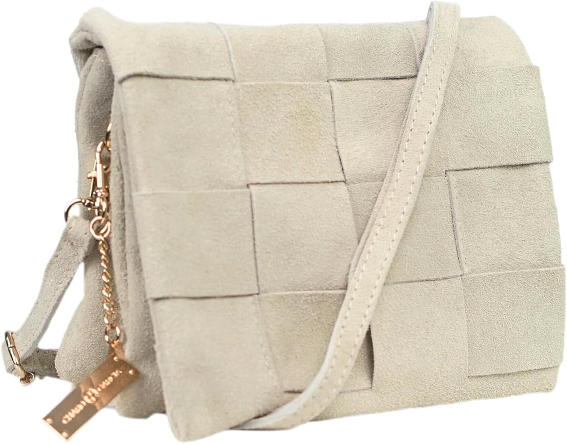 Premium Italian Leather Handmade in Florence, Italy. Suede Crossbody Bag for Women with a Detacha... | Amazon (US)