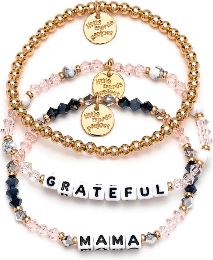 Grateful & Mama Set of 3 Beaded BraceletsLITTLE WORDS PROJECT | Nordstrom