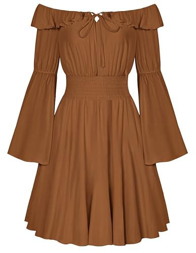 Scarlet Darkness Medieval Pirate Dresses Long Sleeve Renaissance Costume Fall Dresses for Women Orange L | Amazon (US)