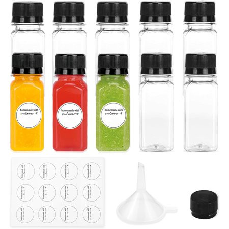 10PCS 2oz Small Plastic Juice Bottles with Caps and Label - Value Set for Juice Business Leakproof PET Material | Walmart (US)