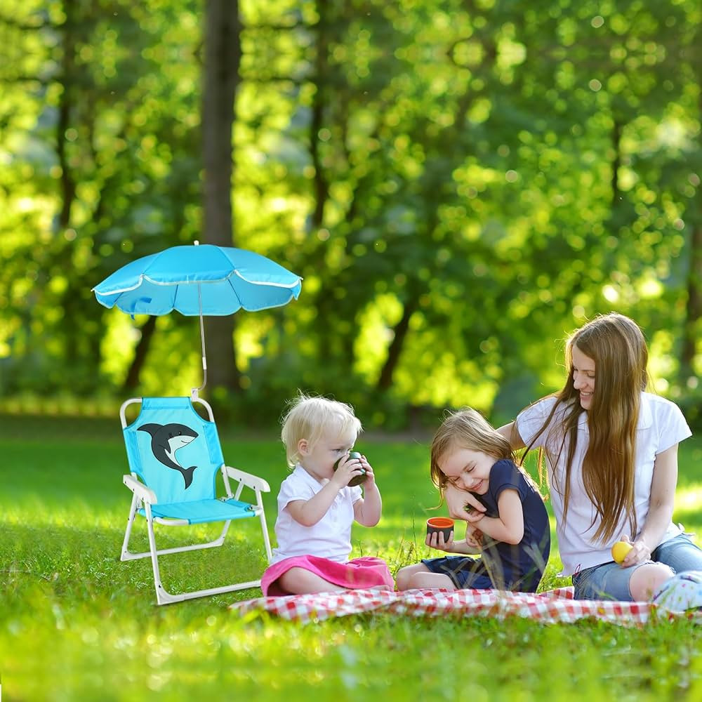PLULON Kids Beach Chair with Umbrella Folding Lawn and Camping Chair with Summer Shade for Beach,... | Amazon (US)