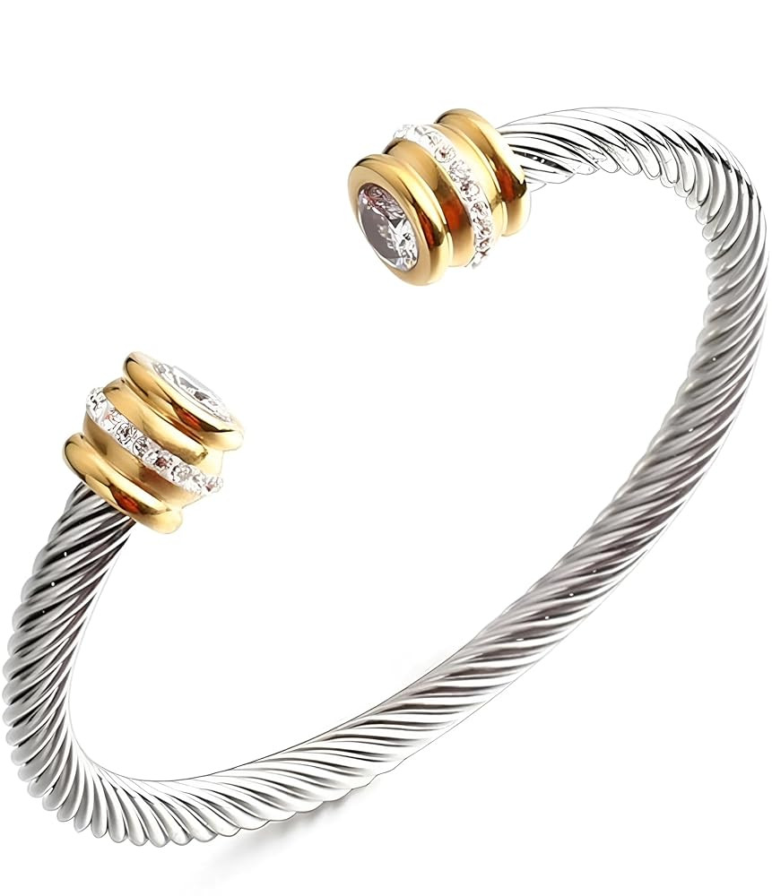 Multi Twisted Cable Wire Cross Bracelet For Women Men Classic Stainless Steel Fashion Stackable O... | Amazon (US)