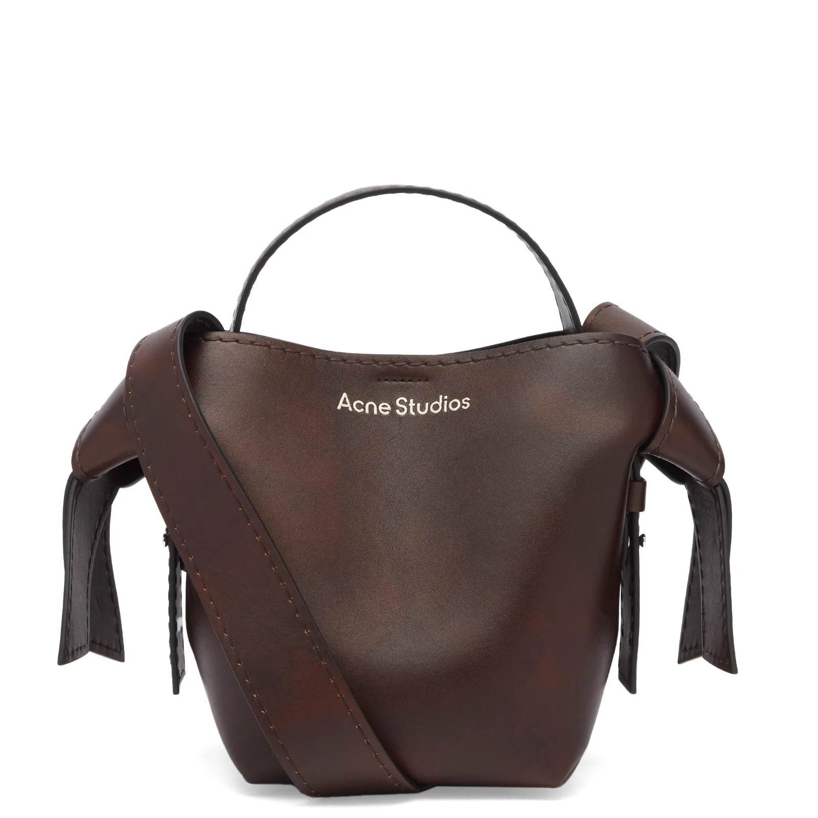 Acne Studios Women's Musubi Mini Aged Leather Handbag Dark Brown | END. Clothing