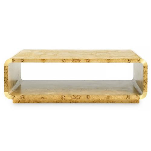 Villa & House Emil Rustic Lodge Brown Burl Wood Rectangular Coffee Table | Kathy Kuo Home