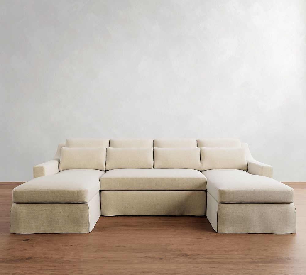 York Slope Arm Deep Seat Slipcovered Double Chaise Sectional (107&quot;) | Pottery Barn (US)