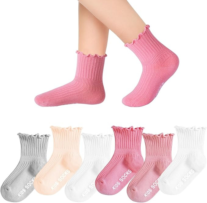 Witwot 6 Pairs Baby Girls Ruffles Ankle Socks Toddler Boys Dress Sock Soft Cotton Size 6M - 7Y | Amazon (US)