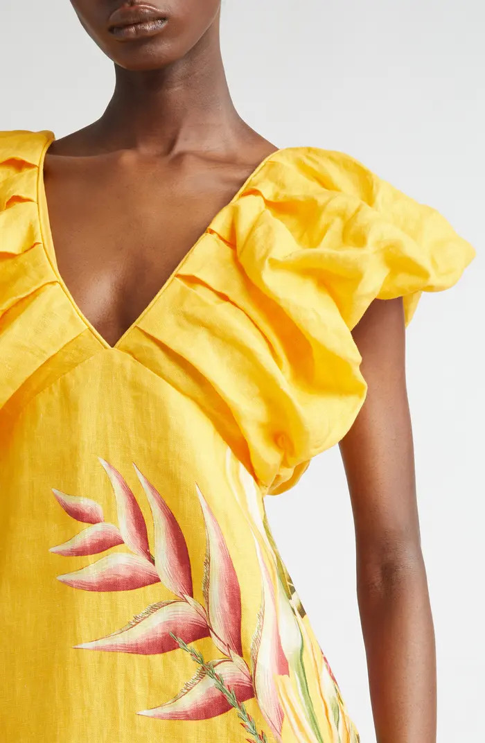 Spring Awakening Placed Floral Linen Dress | Nordstrom