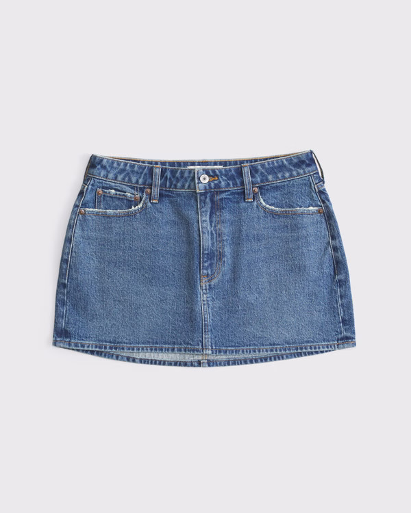 Curve Love Mid Rise Denim Mini Skirt | Abercrombie & Fitch (US)