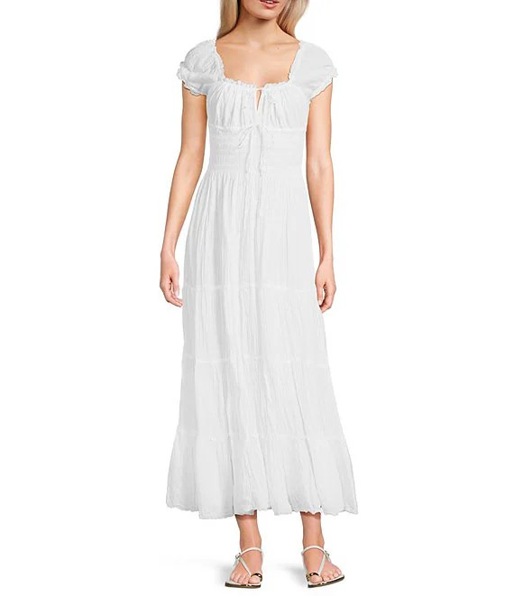 Sienna Cap Sleeve Long Dress | Dillard's