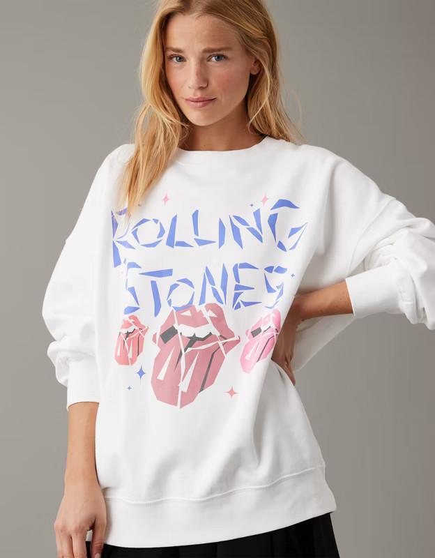 AE Oversized Rolling Stones Hackney Diamonds Graphic Sweatshirt | American Eagle Outfitters (US & CA)