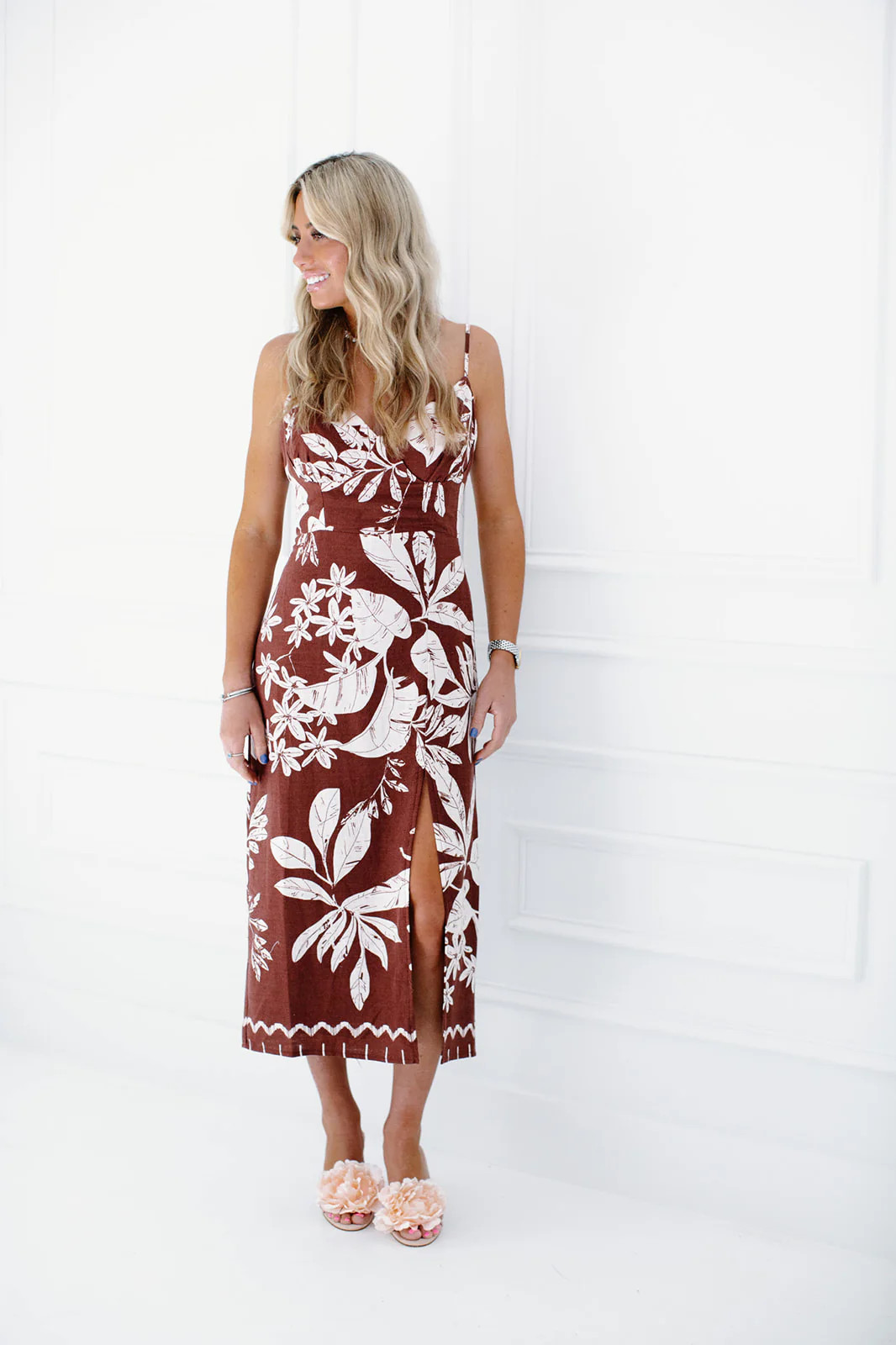 Mack Midi Dress - Chocolate/Cream | Triple Threads